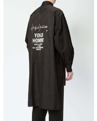 Chemise à manches longues à rayures verticales noire Yohji Yamamoto