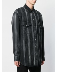 Chemise à manches longues à rayures verticales noire Faith Connexion