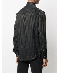 Chemise à manches longues à rayures verticales noire Alexander McQueen