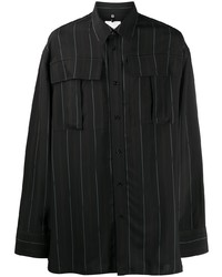 Chemise à manches longues à rayures verticales noire Oamc
