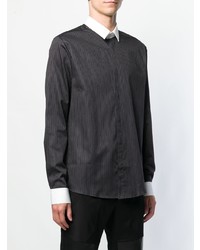 Chemise à manches longues à rayures verticales noire Les Hommes