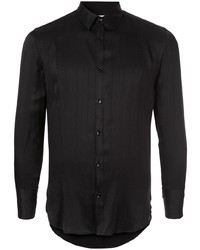 Chemise à manches longues à rayures verticales noire Saint Laurent
