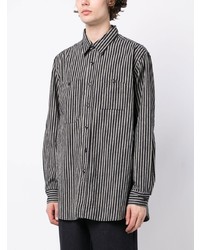 Chemise à manches longues à rayures verticales noire Engineered Garments