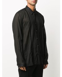 Chemise à manches longues à rayures verticales noire Ann Demeulemeester