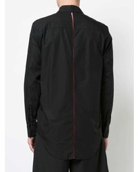 Chemise à manches longues à rayures verticales noire Yang Li