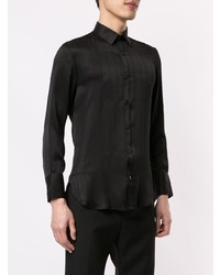 Chemise à manches longues à rayures verticales noire Saint Laurent