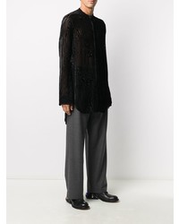 Chemise à manches longues à rayures verticales noire Ann Demeulemeester