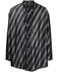 Chemise à manches longues à rayures verticales noire Sulvam