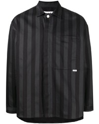 Chemise à manches longues à rayures verticales noire Sunnei