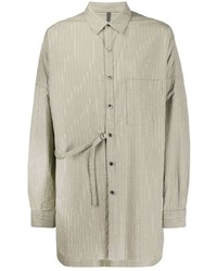 Chemise à manches longues à rayures verticales olive Kazuyuki Kumagai