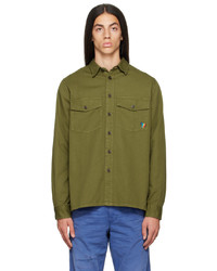 Chemise à manches longues à rayures verticales olive Ps By Paul Smith