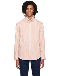 Chemise à manches longues à rayures verticales orange Brunello Cucinelli
