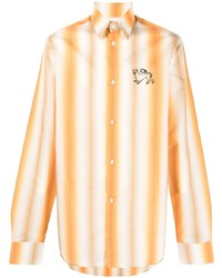 Chemise à manches longues à rayures verticales orange EGONlab