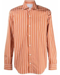 Chemise à manches longues à rayures verticales orange Eleventy