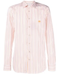 Chemise à manches longues à rayures verticales orange Etro