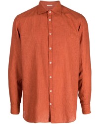 Chemise à manches longues à rayures verticales orange Massimo Alba