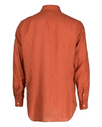 Chemise à manches longues à rayures verticales orange Massimo Alba