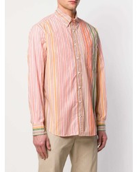Chemise à manches longues à rayures verticales orange Gitman Vintage