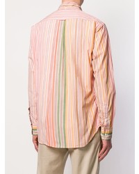 Chemise à manches longues à rayures verticales orange Gitman Vintage