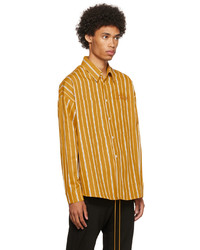 Chemise à manches longues à rayures verticales orange Rhude