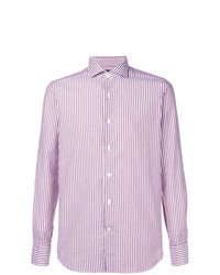Chemise à manches longues à rayures verticales rose Alessandro Gherardi