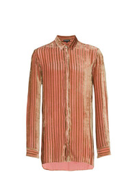 Chemise à manches longues à rayures verticales rose Ann Demeulemeester