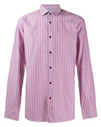 Chemise à manches longues à rayures verticales rose BOSS