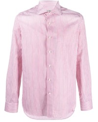 Chemise à manches longues à rayures verticales rose Canali