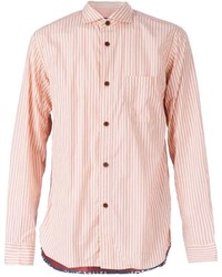 Chemise à manches longues à rayures verticales rose Comme des Garcons