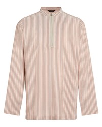Chemise à manches longues à rayures verticales rose Ermenegildo Zegna