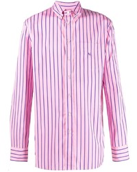 Chemise à manches longues à rayures verticales rose Etro