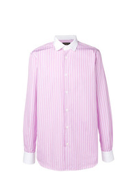 Chemise à manches longues à rayures verticales rose Gabriele Pasini