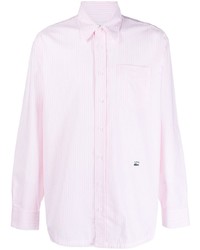 Chemise à manches longues à rayures verticales rose Lacoste