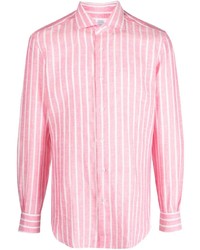 Chemise à manches longues à rayures verticales rose Mazzarelli