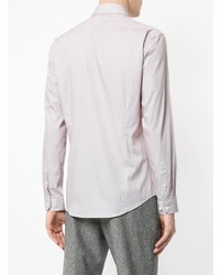Chemise à manches longues à rayures verticales rose Cerruti 1881