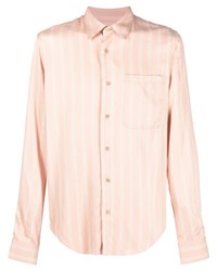 Chemise à manches longues à rayures verticales rose Sandro Paris