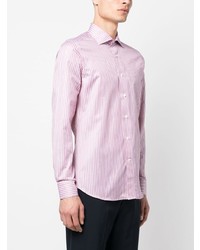 Chemise à manches longues à rayures verticales rose Canali