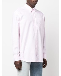 Chemise à manches longues à rayures verticales rose Lacoste