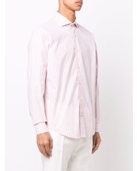 Chemise à manches longues à rayures verticales rose Eleventy