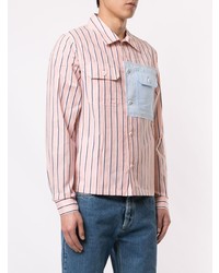 Chemise à manches longues à rayures verticales rose Maison Margiela