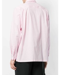 Chemise à manches longues à rayures verticales rose MSGM