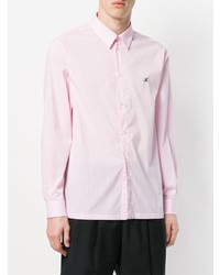 Chemise à manches longues à rayures verticales rose MSGM