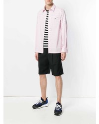 Chemise à manches longues à rayures verticales rose MSGM