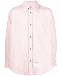Chemise à manches longues à rayures verticales rose Thom Browne