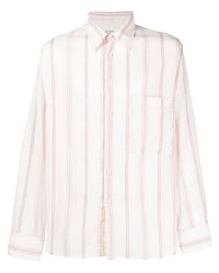 Chemise à manches longues à rayures verticales rose Universal Works