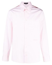 Chemise à manches longues à rayures verticales rose Versace