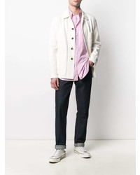 Chemise à manches longues à rayures verticales rose Aspesi