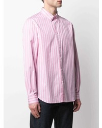 Chemise à manches longues à rayures verticales rose Aspesi