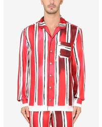 Chemise à manches longues à rayures verticales rouge et blanc Dolce & Gabbana