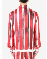 Chemise à manches longues à rayures verticales rouge et blanc Dolce & Gabbana